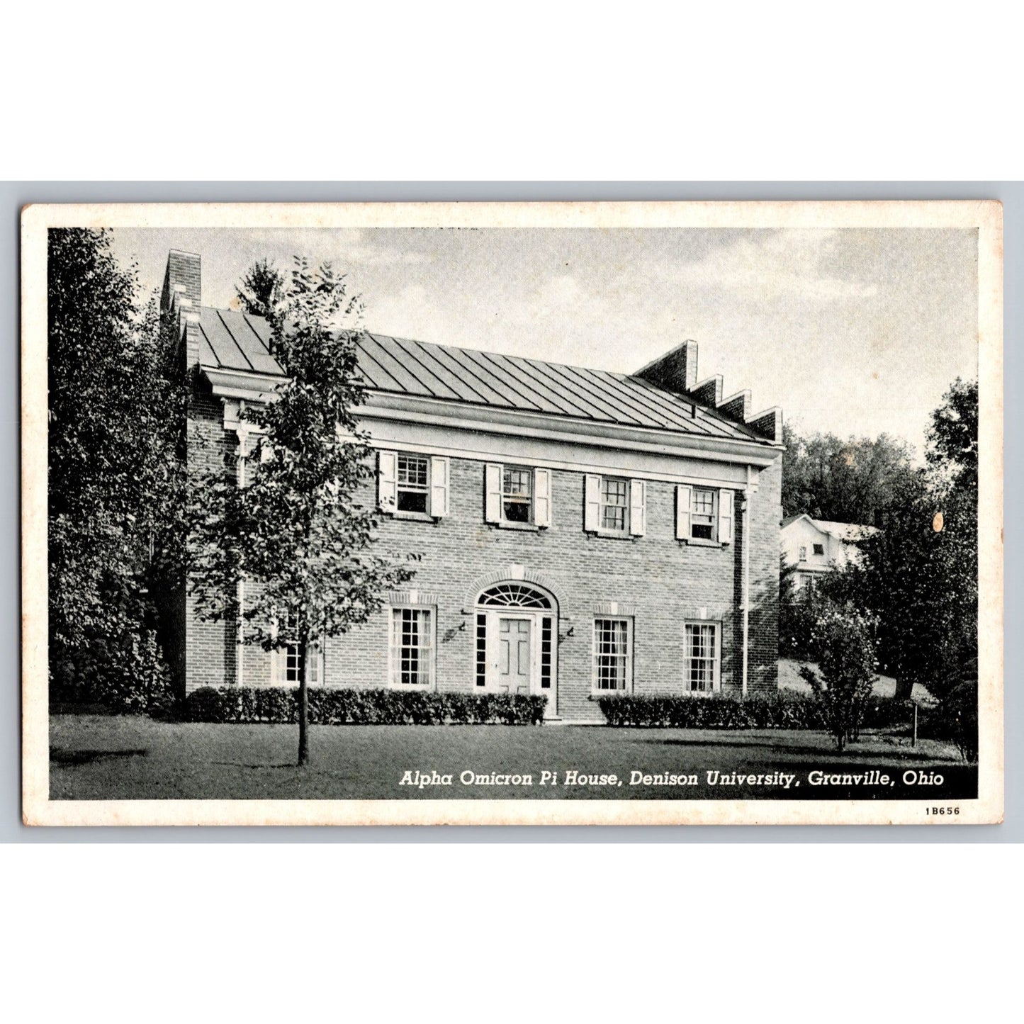 Granville OH Ohio Denison University Alpha Omicron Pi House Chrome Postcard