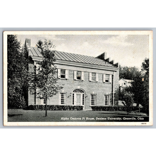Granville OH Ohio Denison University Alpha Omicron Pi House Chrome Postcard