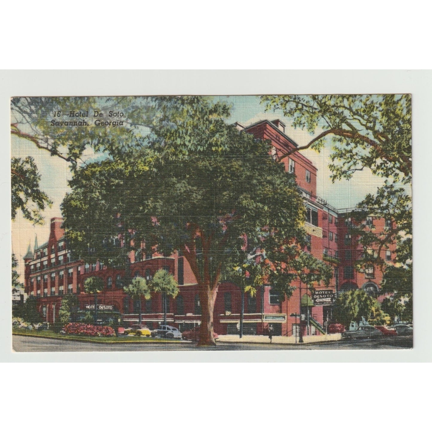 Postcard GA Georgia Savannah Hotel De Soto 1940s Linen Unused