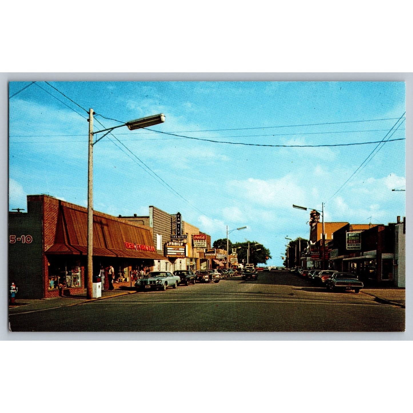 East Tawas MI Michigan Downtown Street Scene Lake Huron 1970s Chrome Postcard