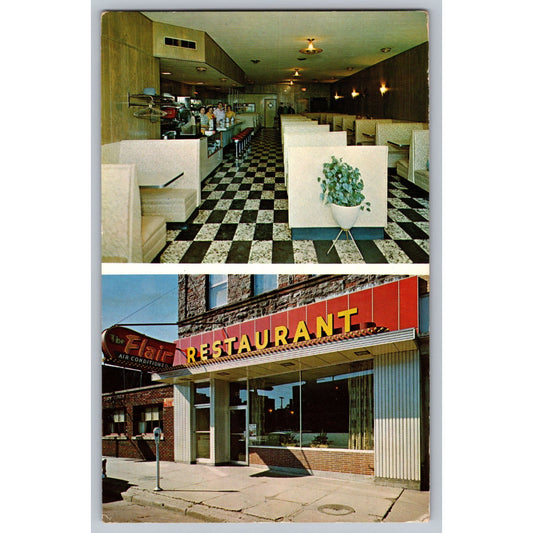 Saulte Ste Marie MI Michigan The Flair Restaurant Retro Diner Chrome Postcard