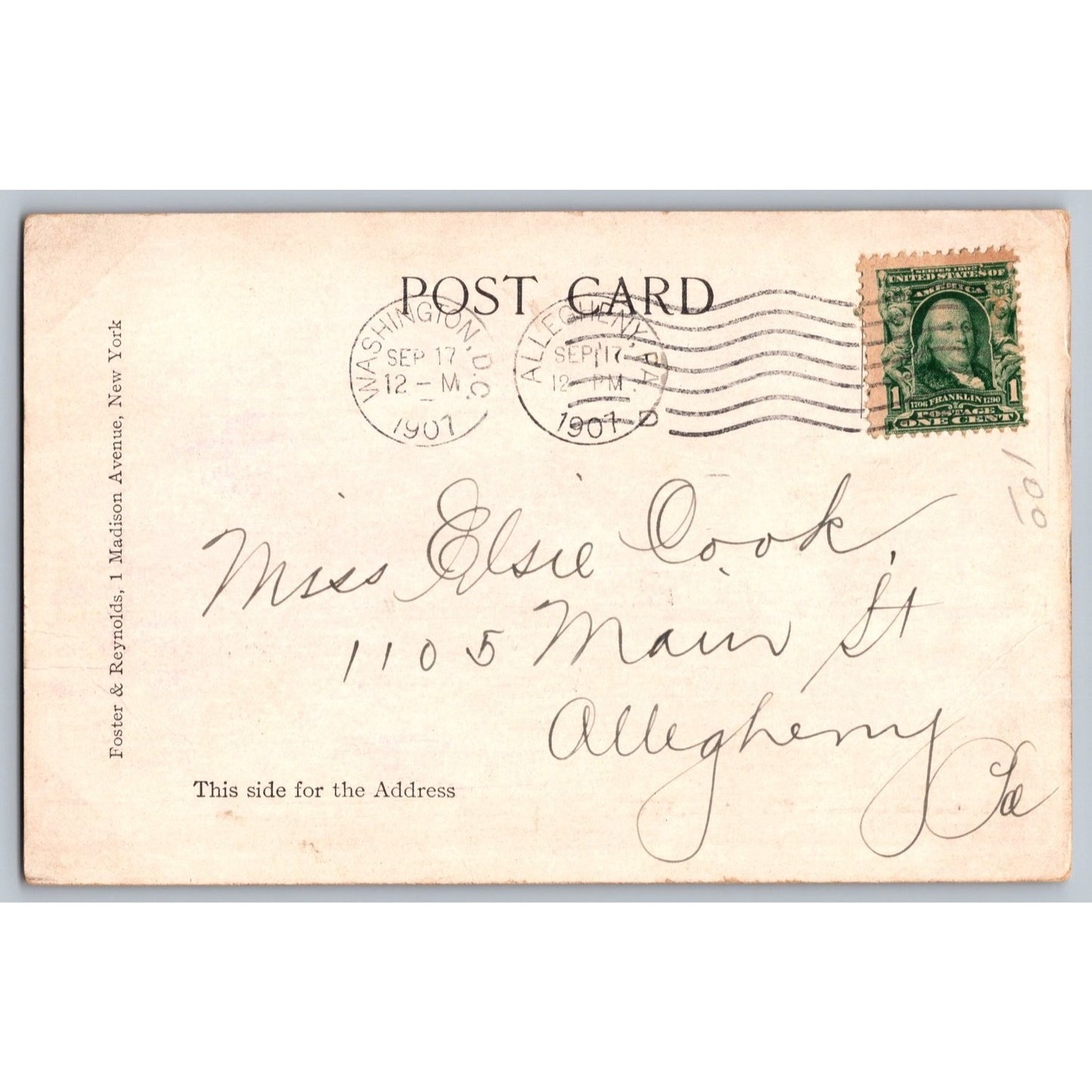 Washington DC Library of Congress 1907 Undivided Back Postcard Foster & Reynolds
