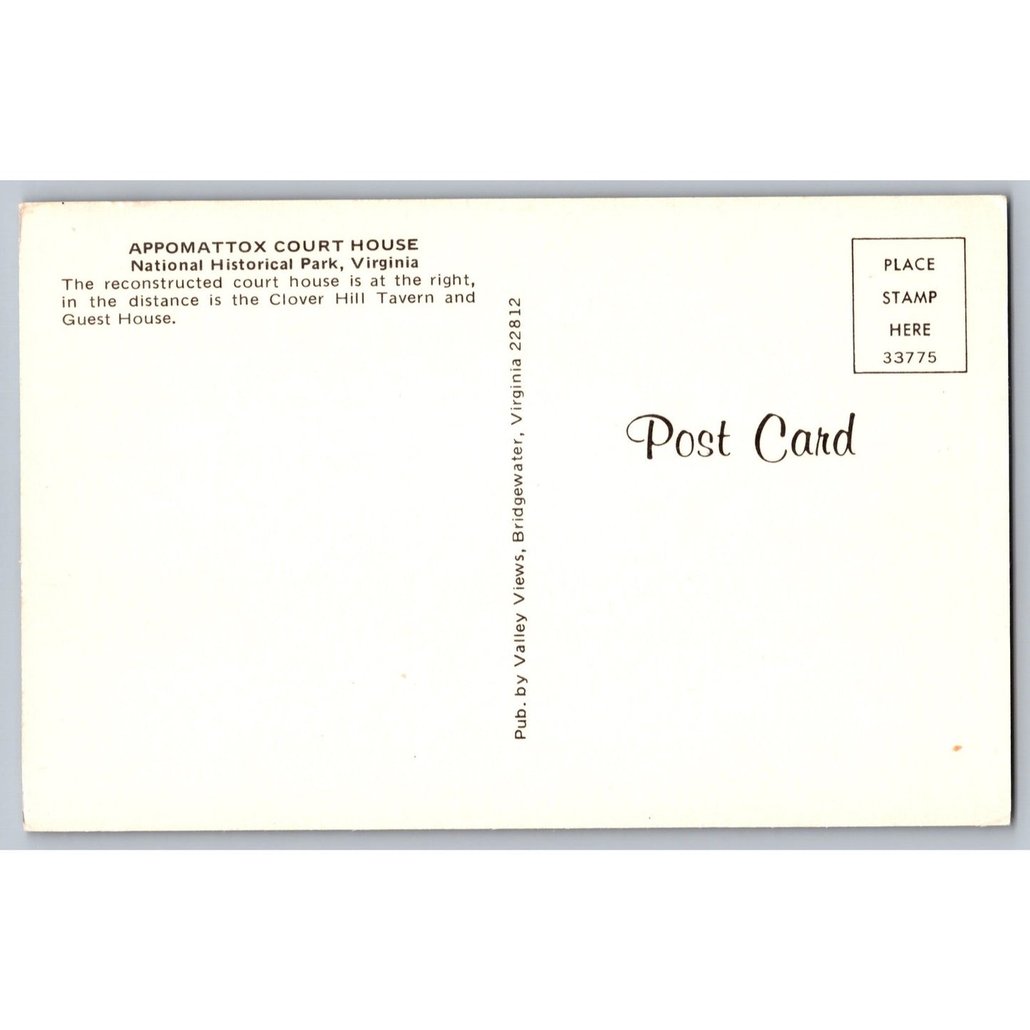 Appomattox VA Virginia Court House National Historical Park Chrome Postcard