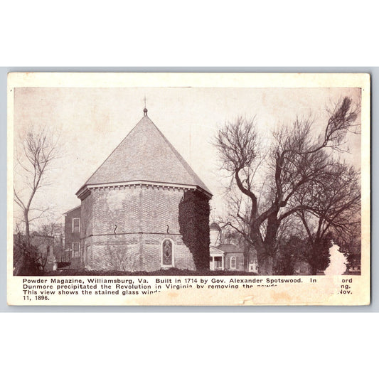 Williamsburg VA Virginia Powder Magazine Divided Back Postcard  H D Cole