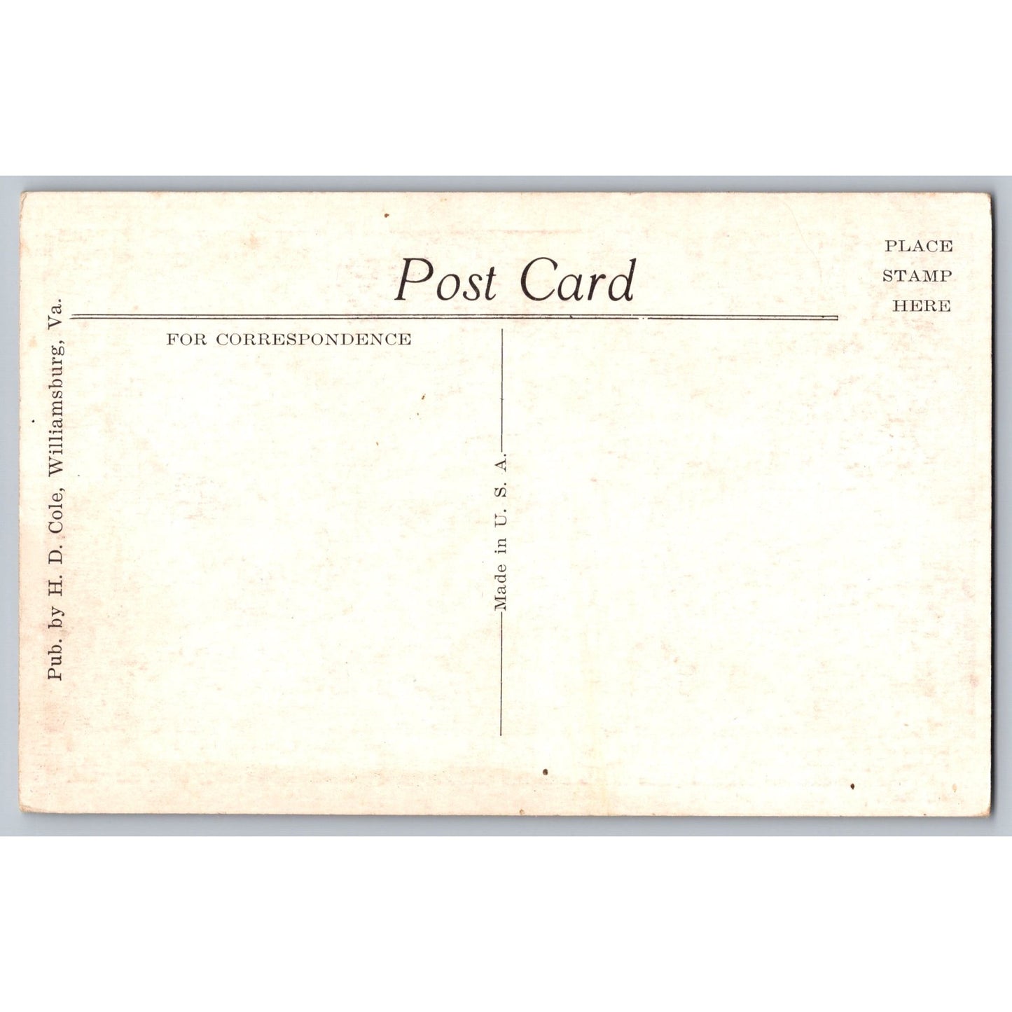 Williamsburg VA Virginia Powder Magazine Divided Back Postcard  H D Cole