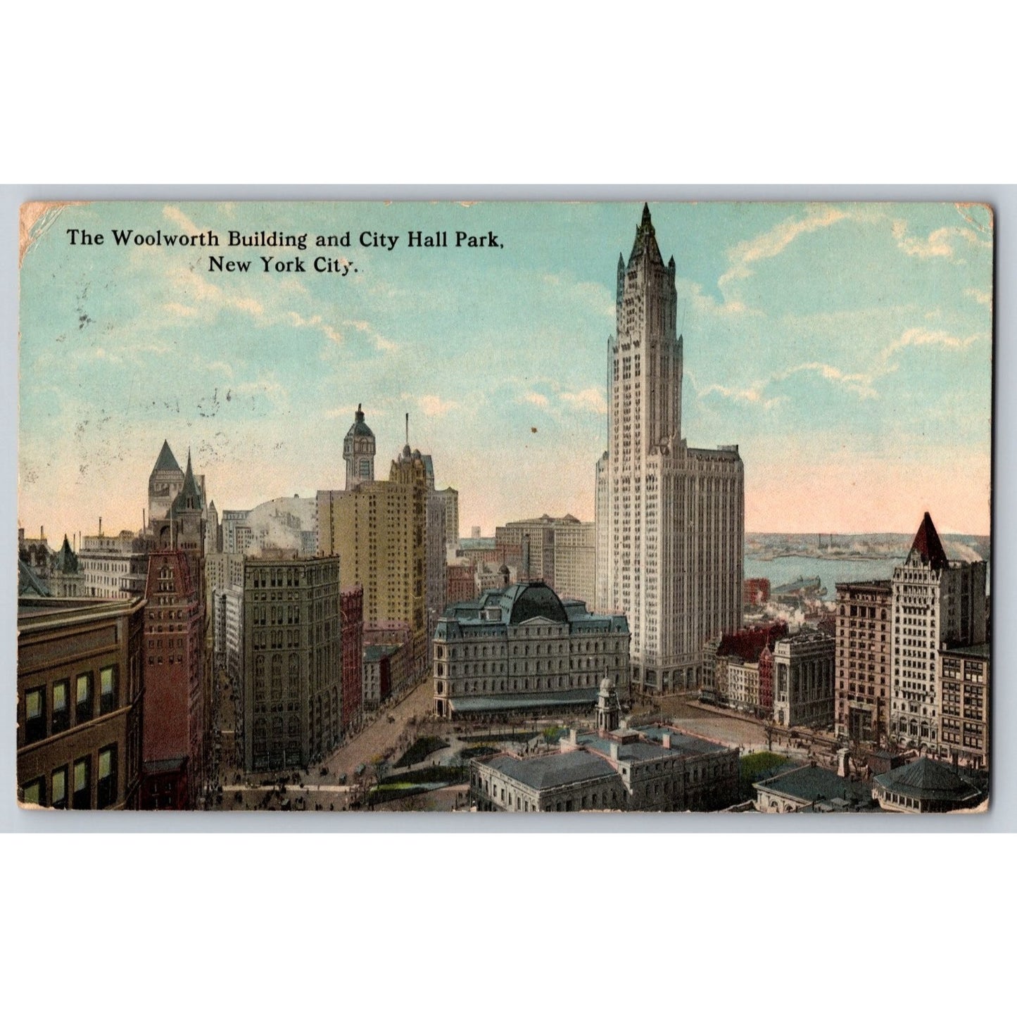 New York City NY Woolworth Building City Hall Park 1914 Undivided Back Postcard