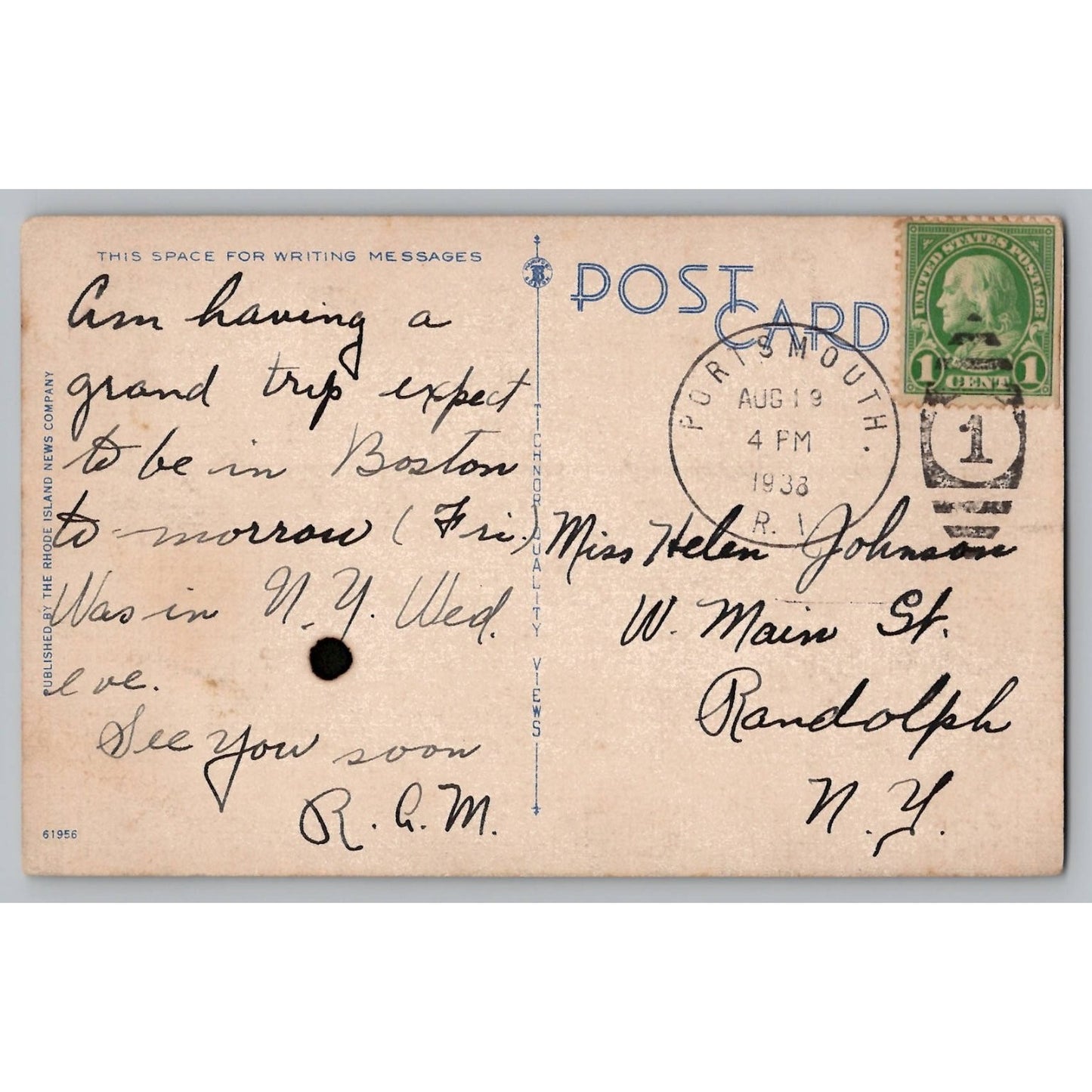 Providence RI Rhode Island St Patrick's Church 1938 Linen Postcard Used