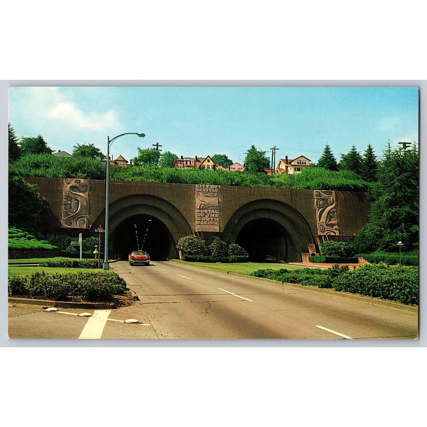 Seattle WA Washington Tunnel Entrance to Floating Bridge Postcard Plasthome