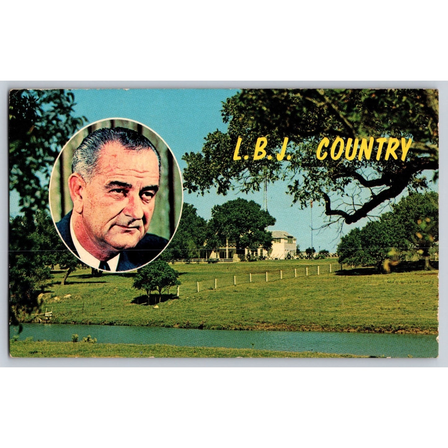 Stonewall TX Texas LBJ Ranch Texas White House Chrome Postcard Unused