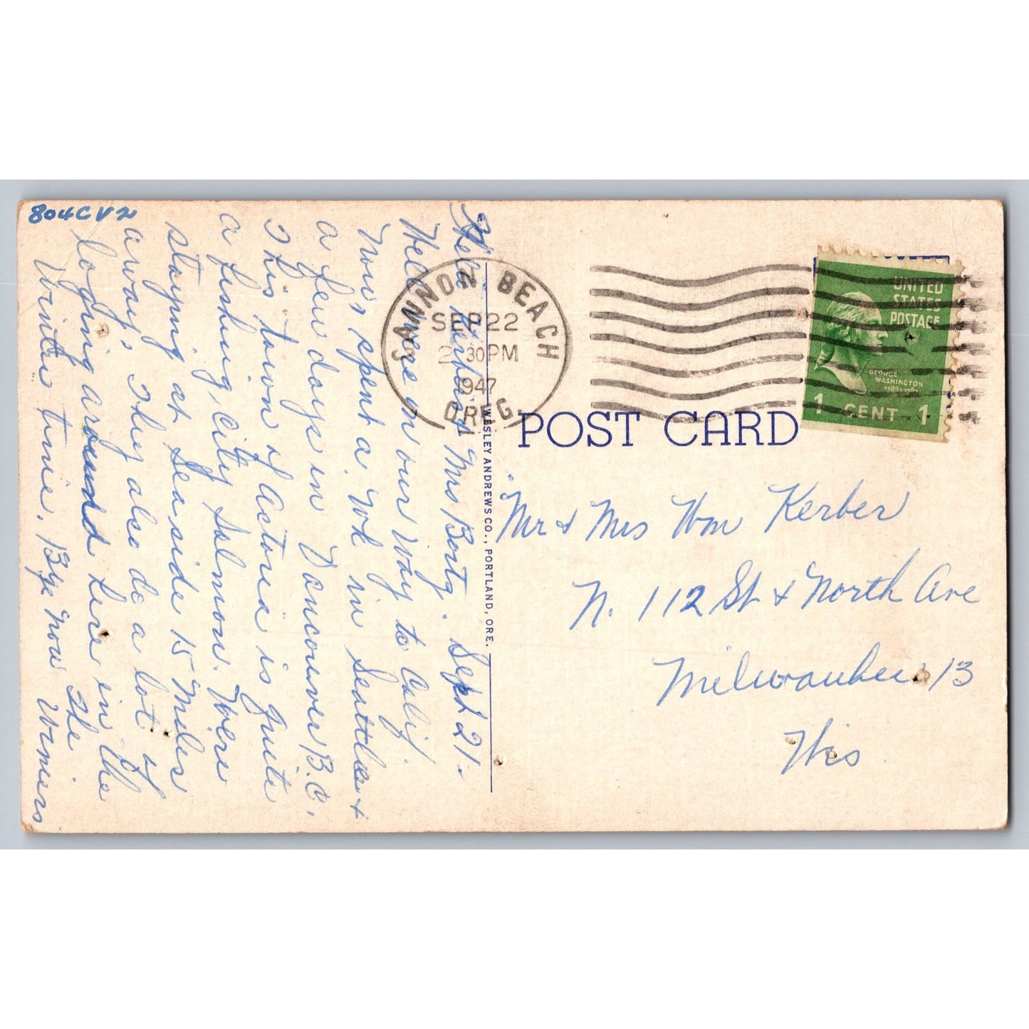 Astoria OR Oregon Pioneer Column Old Trail Coast Hwy White Border Postcard