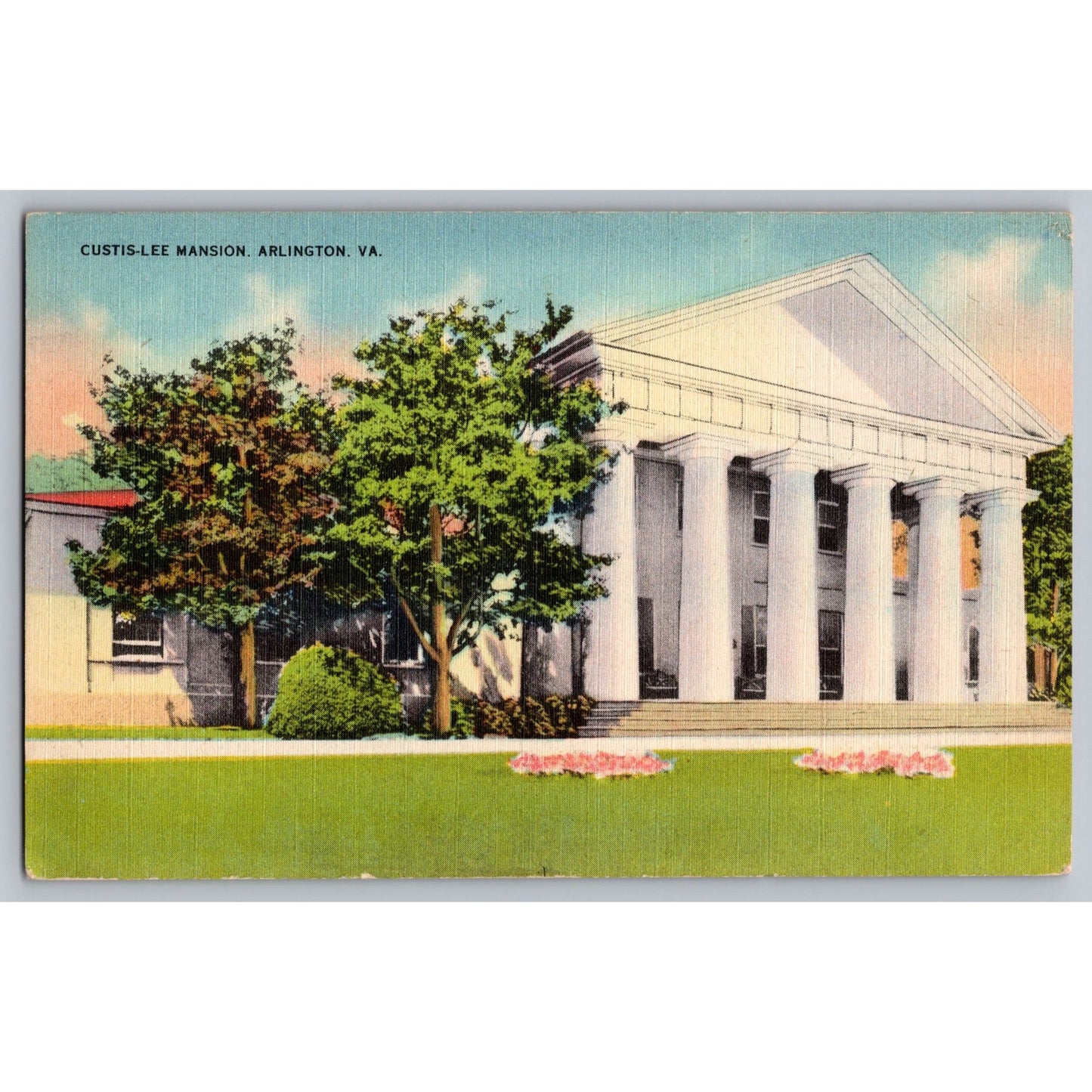 Arlington VA Virginia Custis-Lee Mansion Linen Postcard Unused