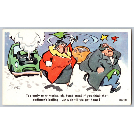 Postcard Car Winterizing Advertisement Prestone Brand Anti-Freeze Illustration