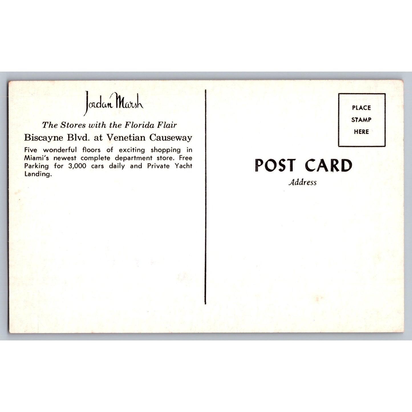 Miami FL Florida Jordan Marsh Department Store Chrome Postcard Unused