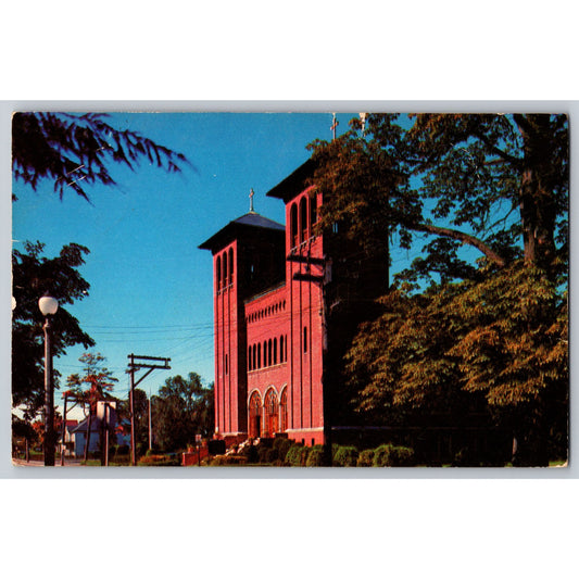 Newton Centre MA Massachusetts Sacred Heart Catholic Church Chrome Postcard