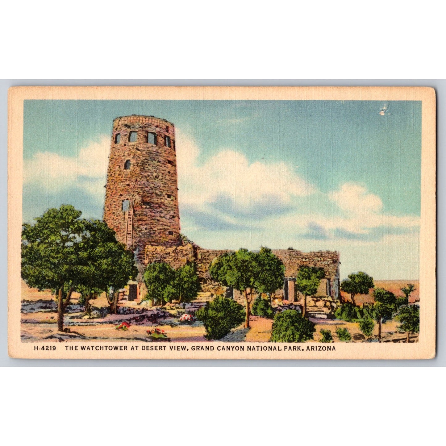 Grand Canyon National Park AZ Arizona The Watchtower Fred Harvey Postcard