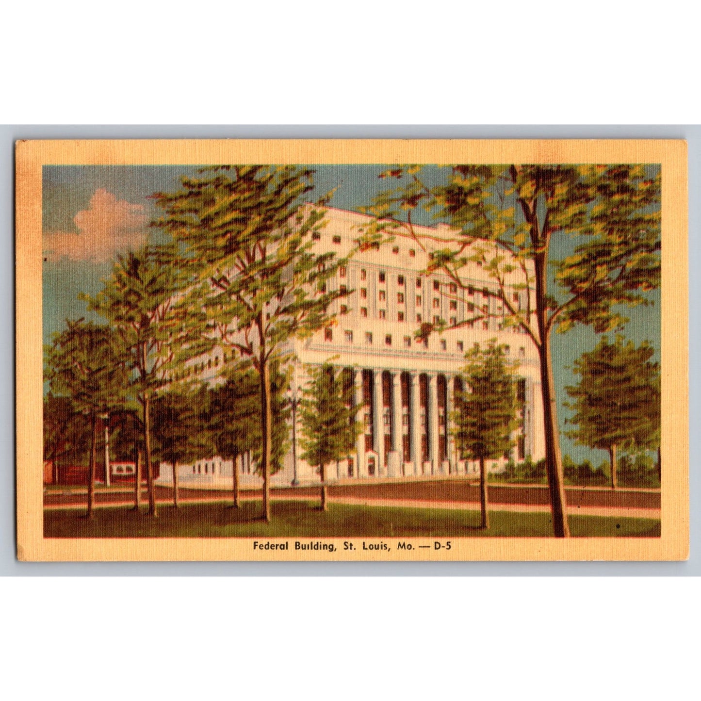 St Louis MO Missouri Federal Building White Border Postcard Unused Alda Sate Co