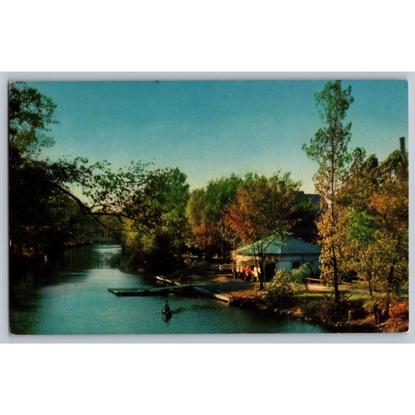 East Lansing MI Michigan State College Canoe Shelter Chrome Postcard Unused