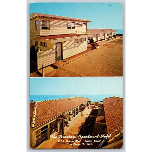 San Diego CA California The Breakers Apartment-Motel Pacific Oceanfront Chrome Postcard