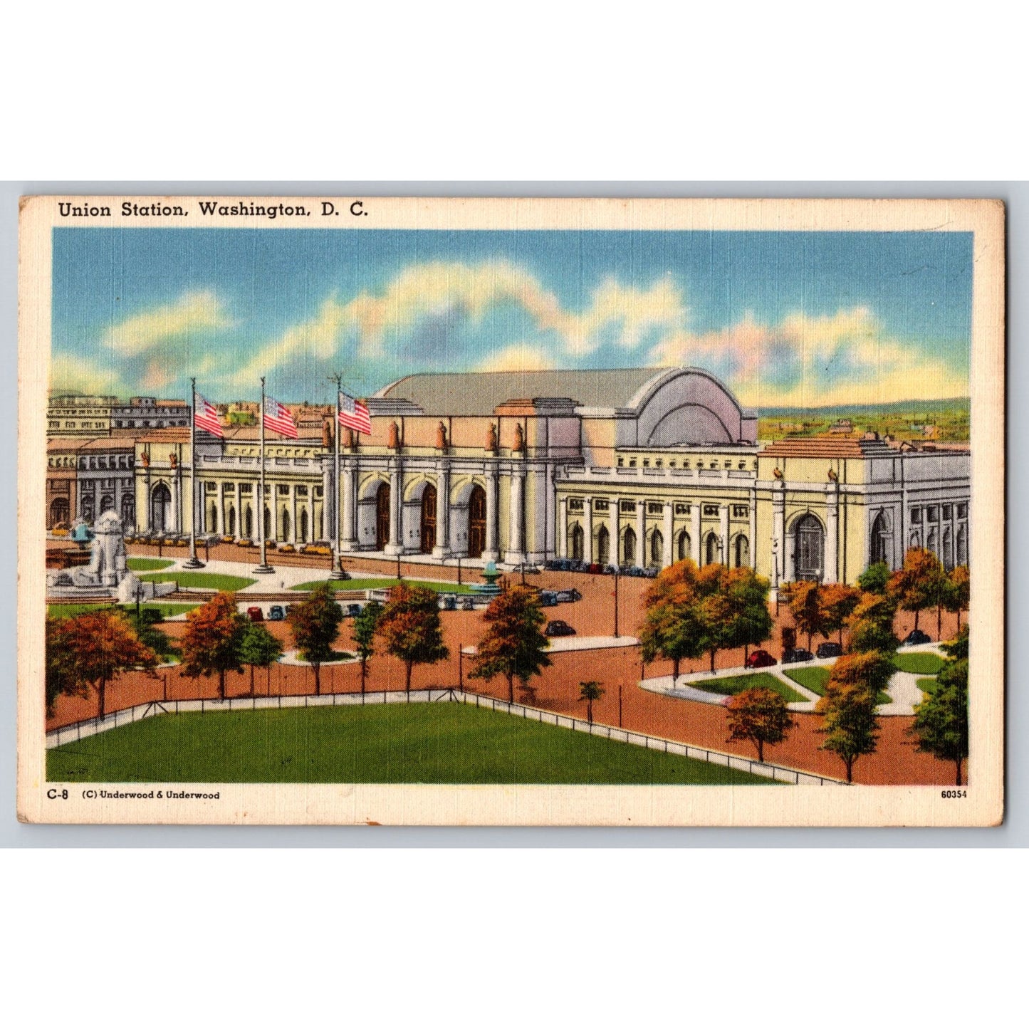 Washington DC Union Station White Border Postcard Unused