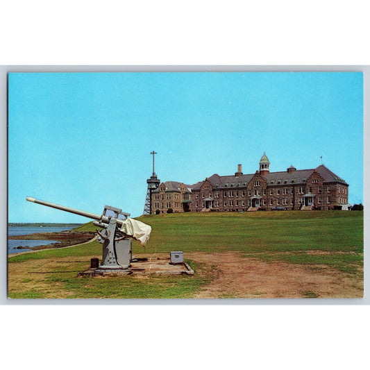 Newport RI Rhode Island Naval War College Luce Hall & Battery Chrome Postcard