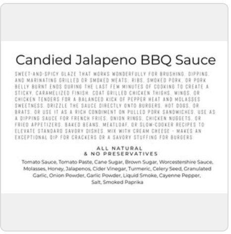 Sauce BBQ Candied Jalapeno 8 oz