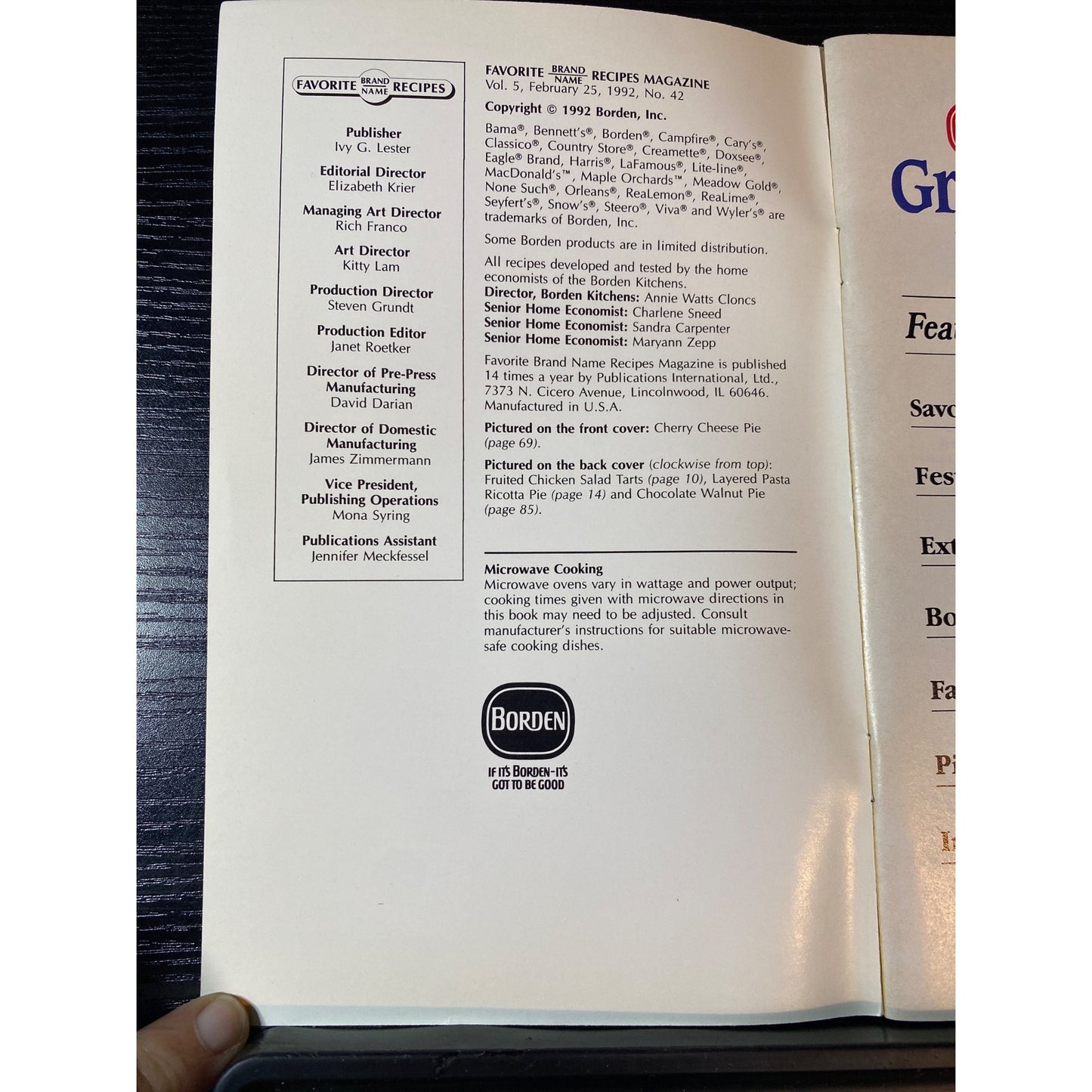 Favorite Brand Recipes Feb 1992 Borden Great American Pies Cookbook Booklet