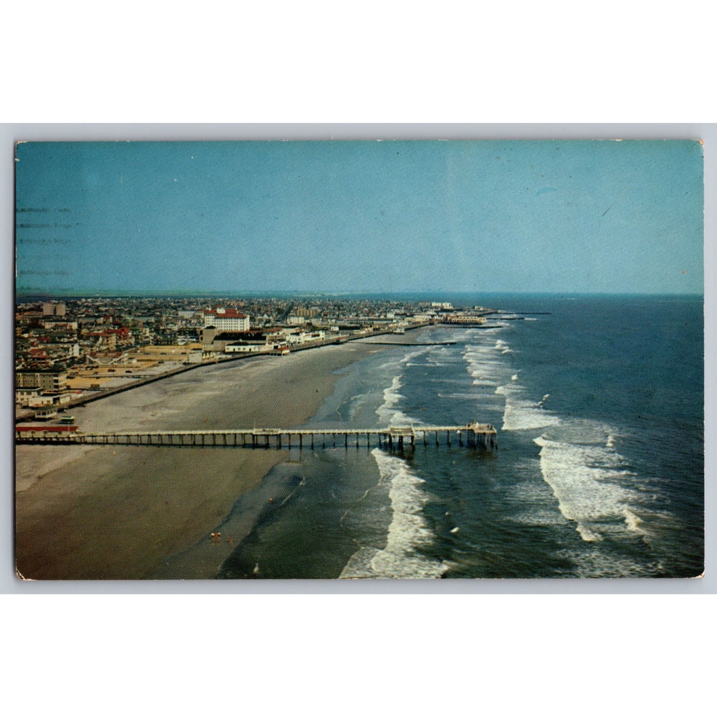 Ocean City NJ New Jersey Aerial View Scenic Beach & Pier 1958 Chrome Postcard