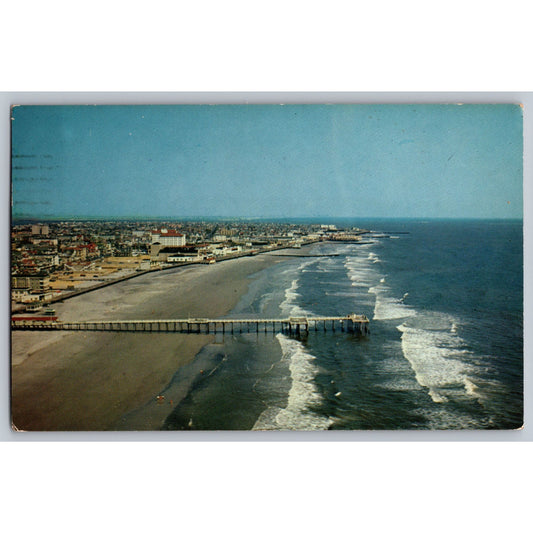 Ocean City NJ New Jersey Aerial View Scenic Beach & Pier 1958 Chrome Postcard