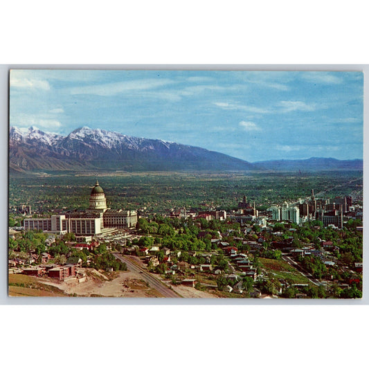 Sale Lake City UT Utah Aerial View Chrome Postcard Unused Mike Roberts