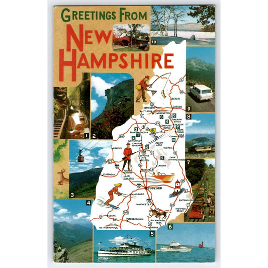 Map Postcard Greetings From New Hampshire NH Map Bromley & Co