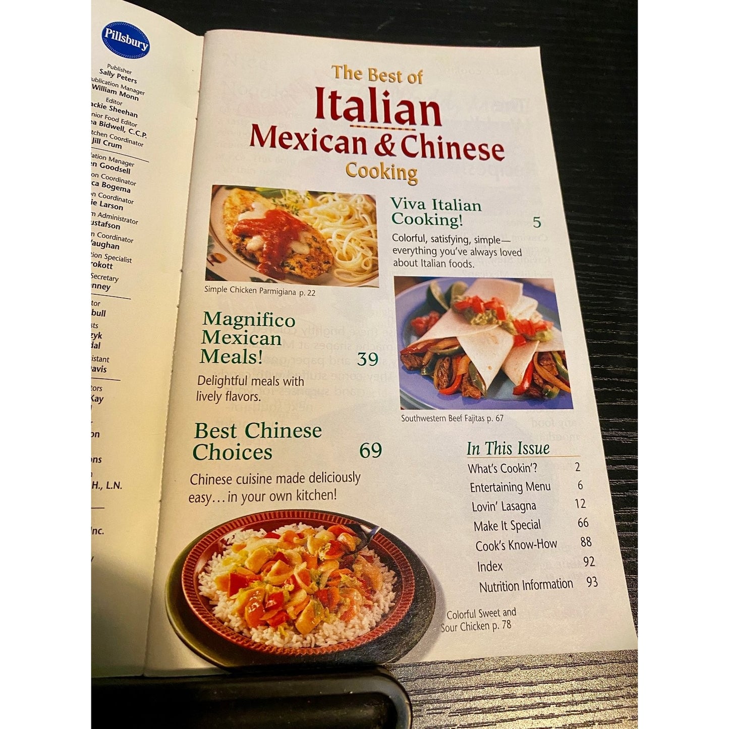 Pillsbury Classic Cookbook Booklet 1999 Best of Italian Mexican & Chinese