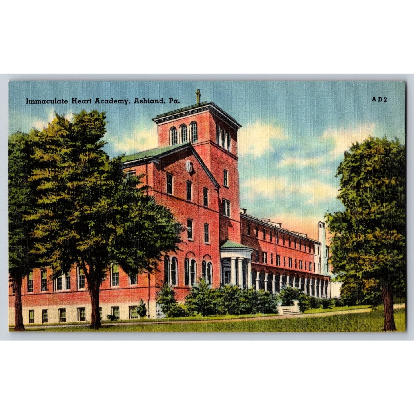 Ashland PA Pennsylvania Immaculate Heart Academy Linen Postcard Unused R Ramsay