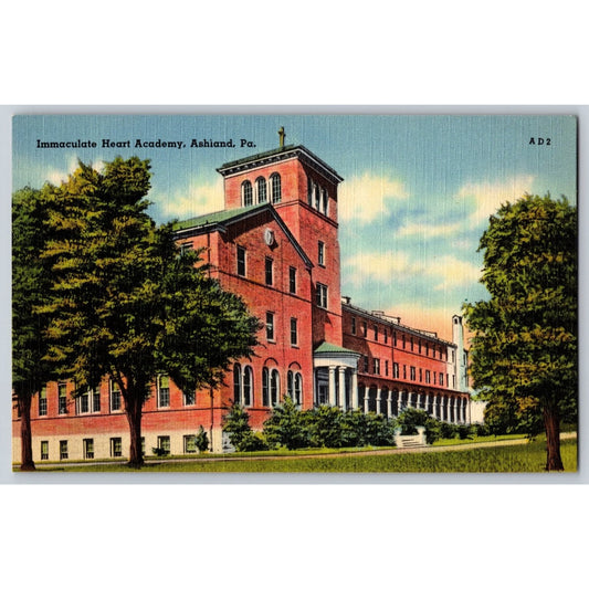 Ashland PA Pennsylvania Immaculate Heart Academy Linen Postcard Unused R Ramsay
