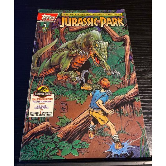 Jurassic Park Comic Book #1 Collectors Edition With 3 Topps Cards & Zorro #1 By Topps Comics