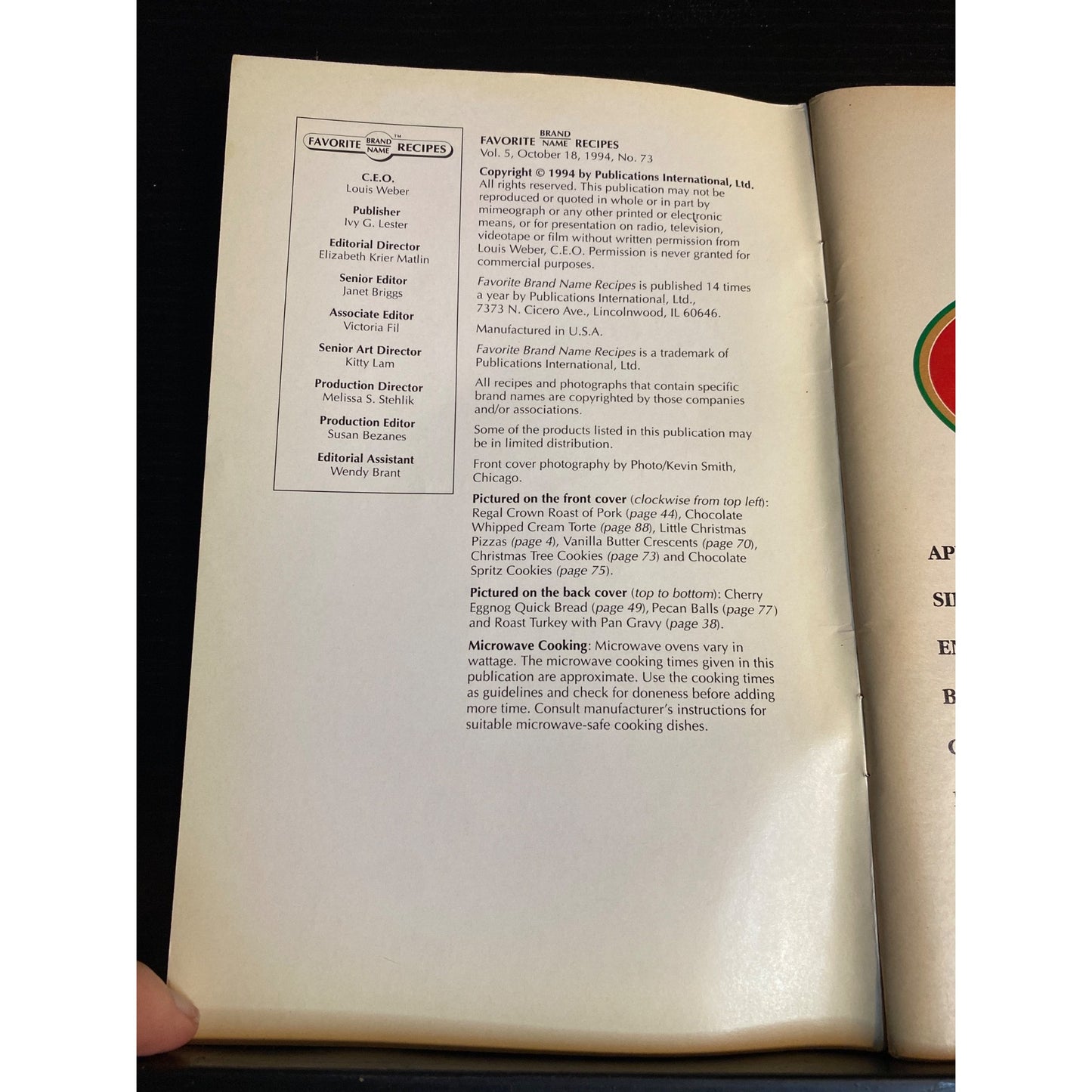 Treasury Of Christmas Cookbook Booklet 1994 Favorite Brand Name Recipes