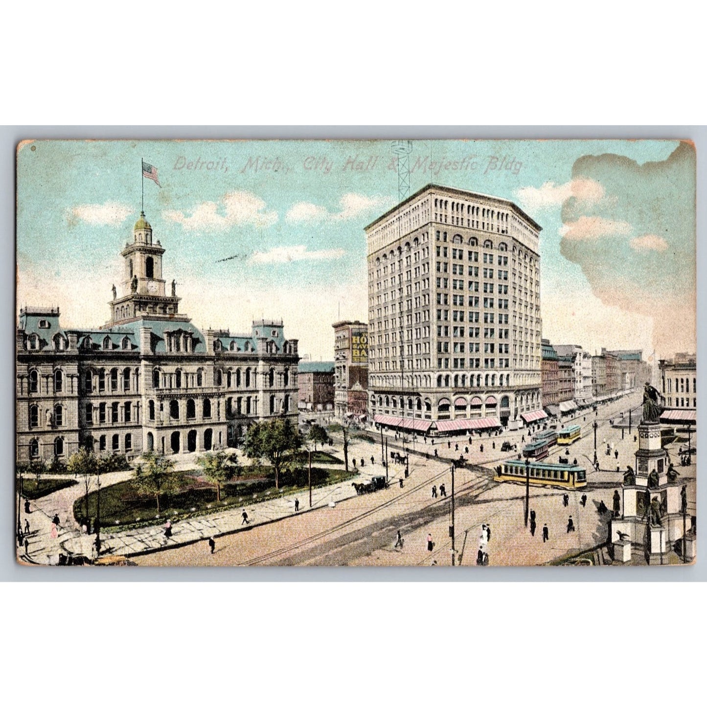 Detroit MI Michigan City Hall Majestic Building Early 1900s Divide Back Postcard