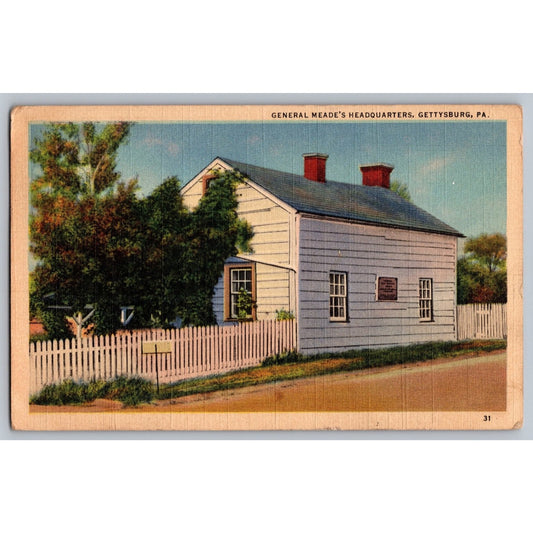 Gettysburg PA Pennsylvania General Meade's Headquarters 1946 Linen Postcard