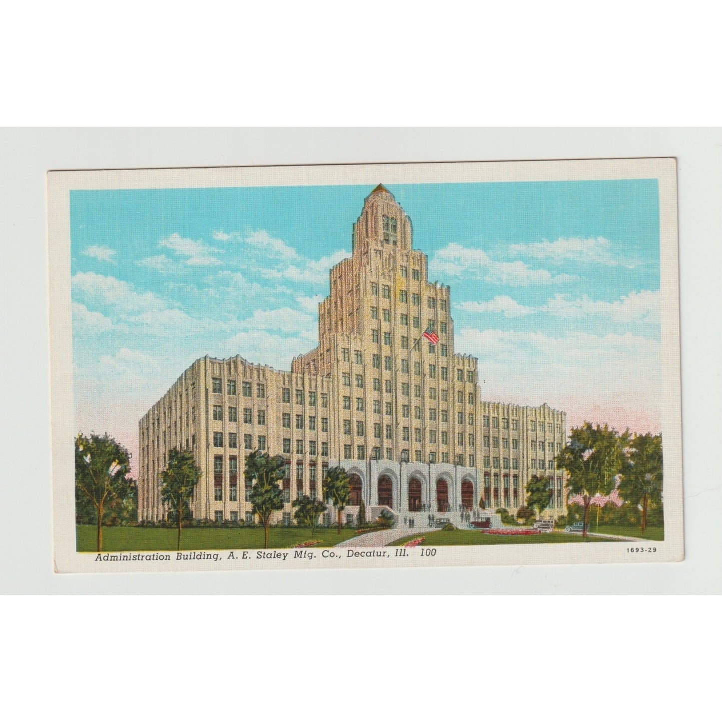 Decatur IL Illinois A E Staley Manufacturing Co White Border Postcard Unused