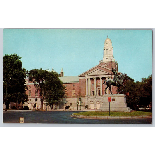 Hartford CT Connecticut Bushnel Memorial Lafayette Statue Chrome Postcard Unused