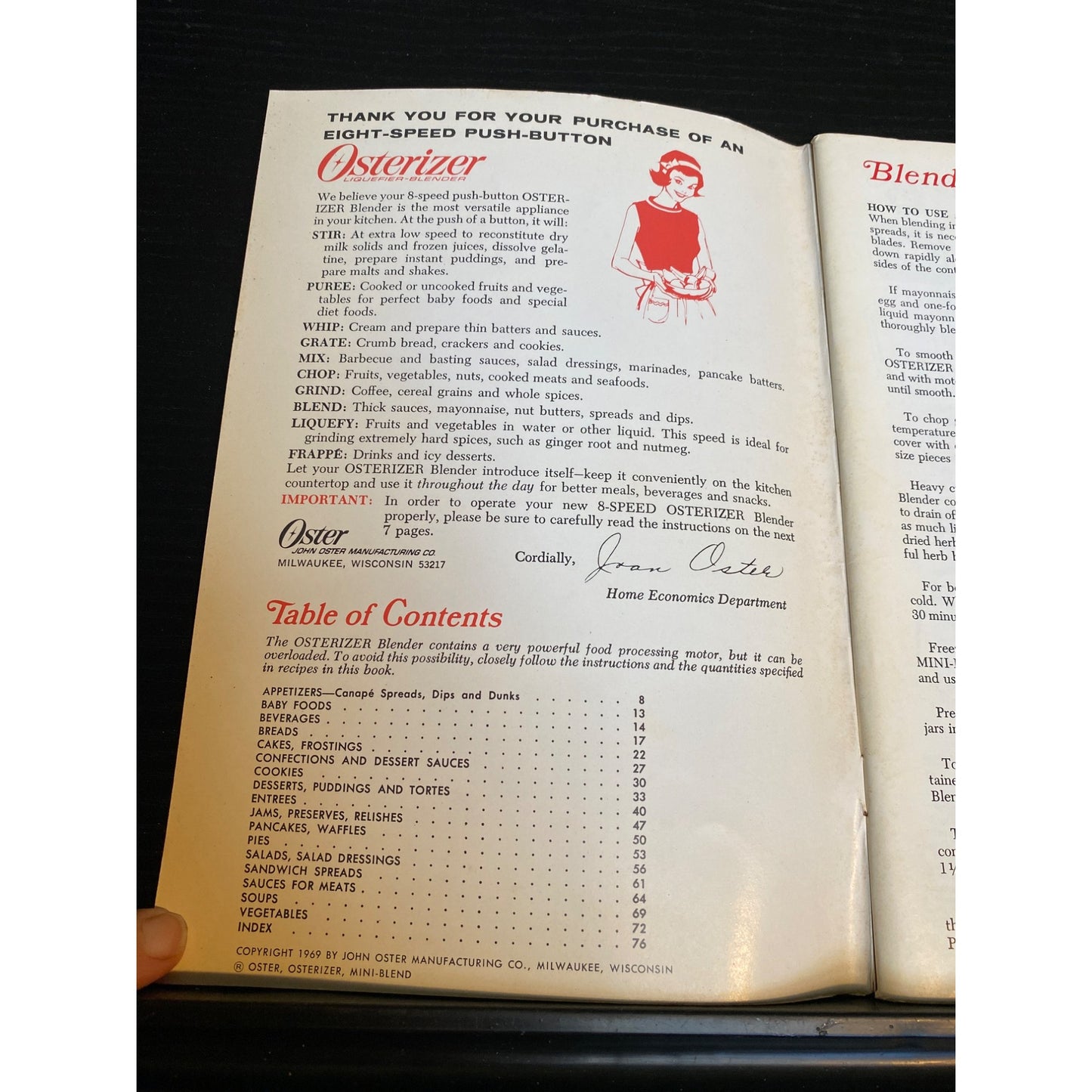Cookbook Osterizer Spin Cookery 8-Speed Blender Booklet 1969 Vintage Recipes