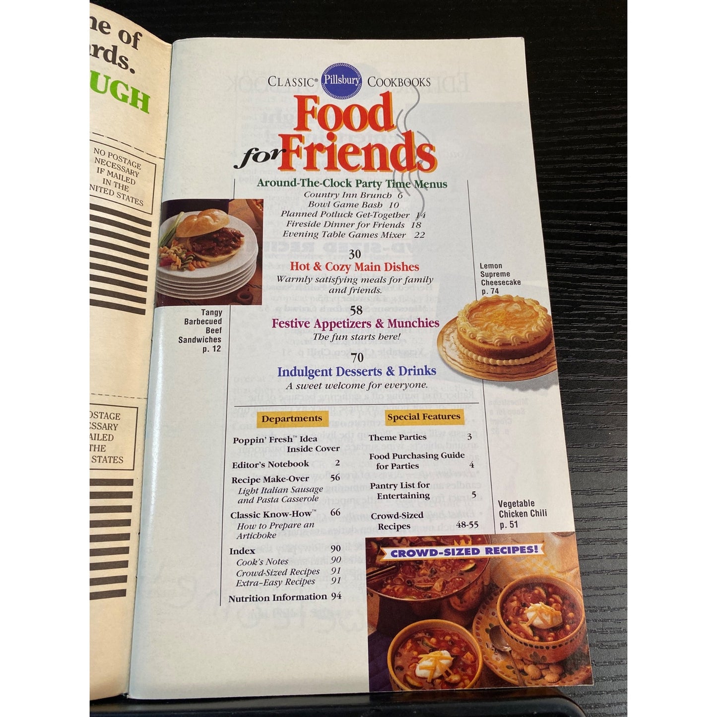 Pillsbury Classic Food For Friends Cookbook Booklet Jan 1995 Crowd-Sized Ideas
