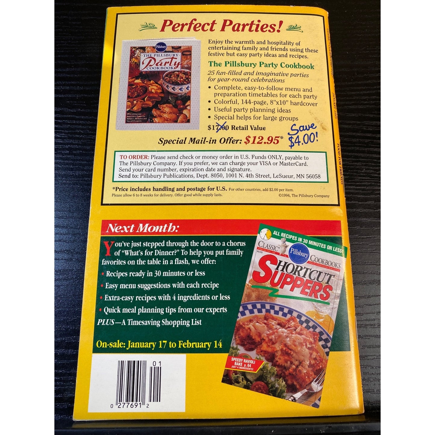 Pillsbury Classic Food For Friends Cookbook Booklet Jan 1995 Crowd-Sized Ideas
