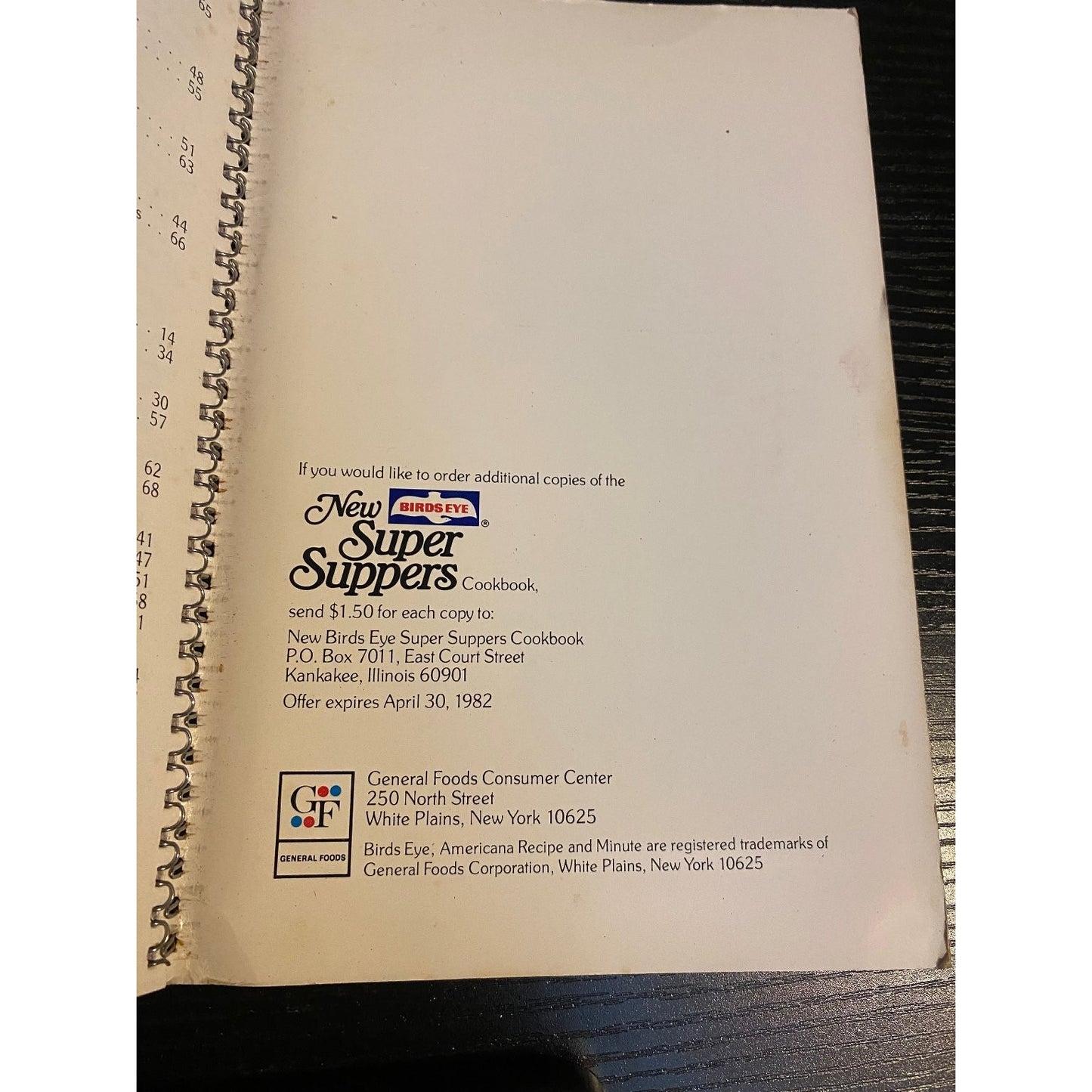 New Birds Eye Cookbook Booklet 1982 Spiral Binding General Foods Super Suppers
