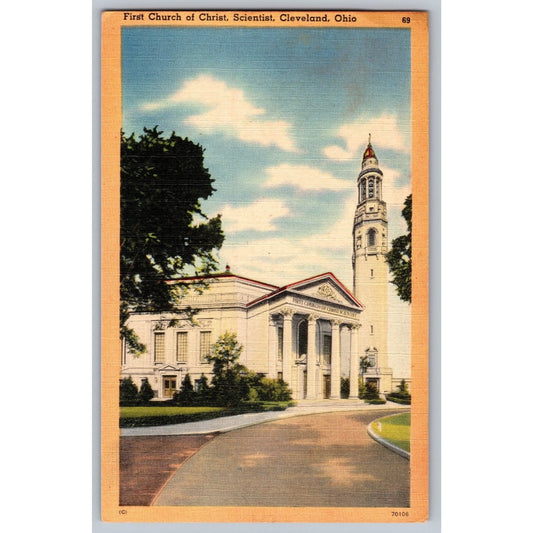 Cleveland OH Ohio First Church of Christ Scientist Linen Postcard