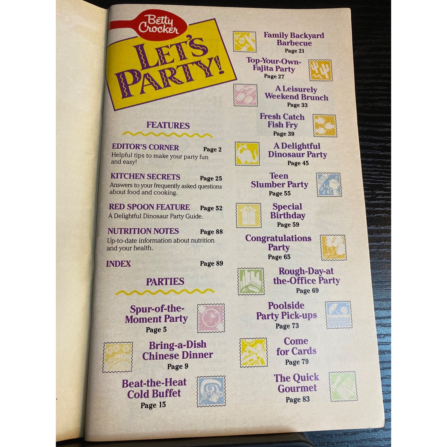 Betty Crocker Lets Party 1990 Cookbook Booklet Summer Party Recipes