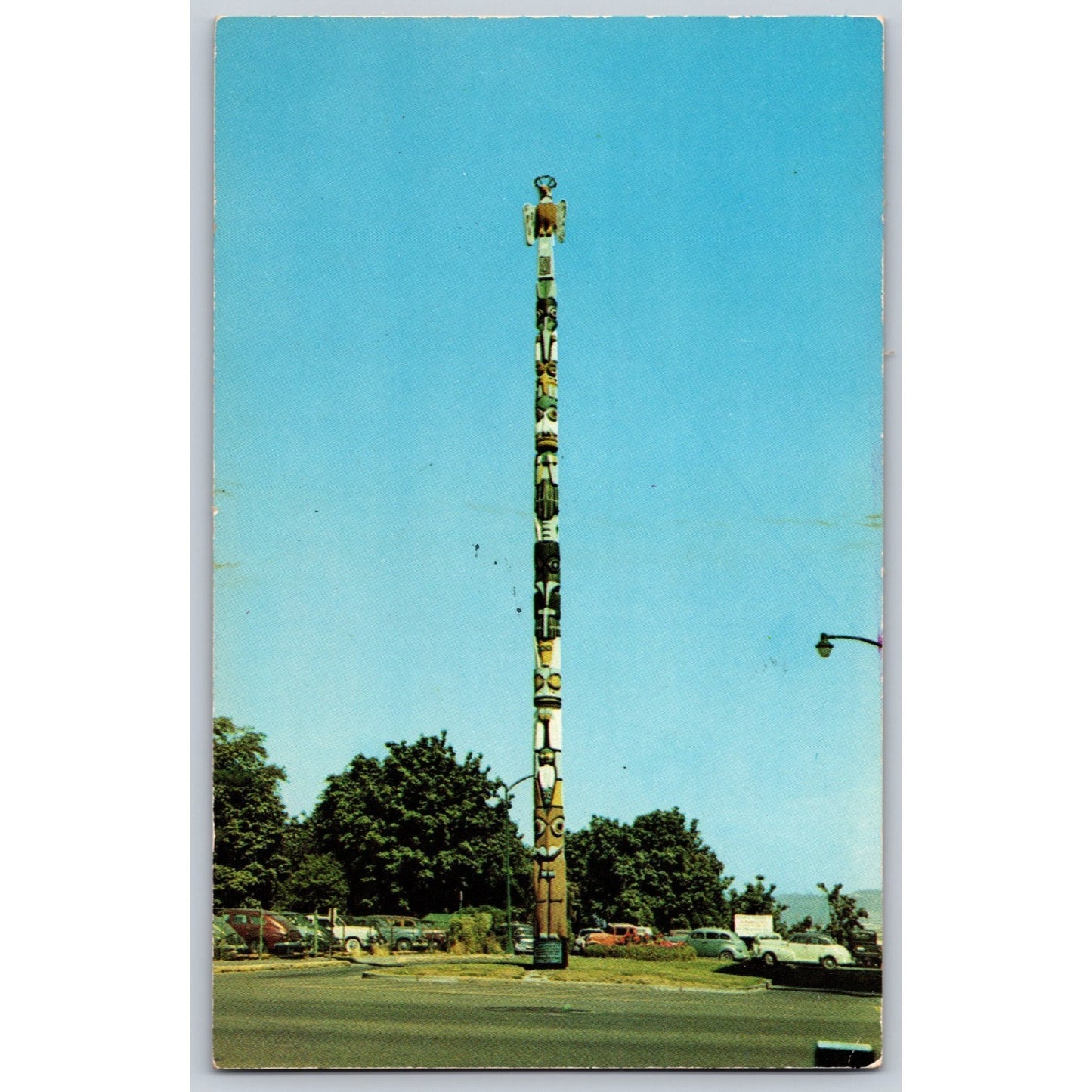 Tacoma WA Washington World's Tallest Totem Pole 1950s Chrome Postcard Unused