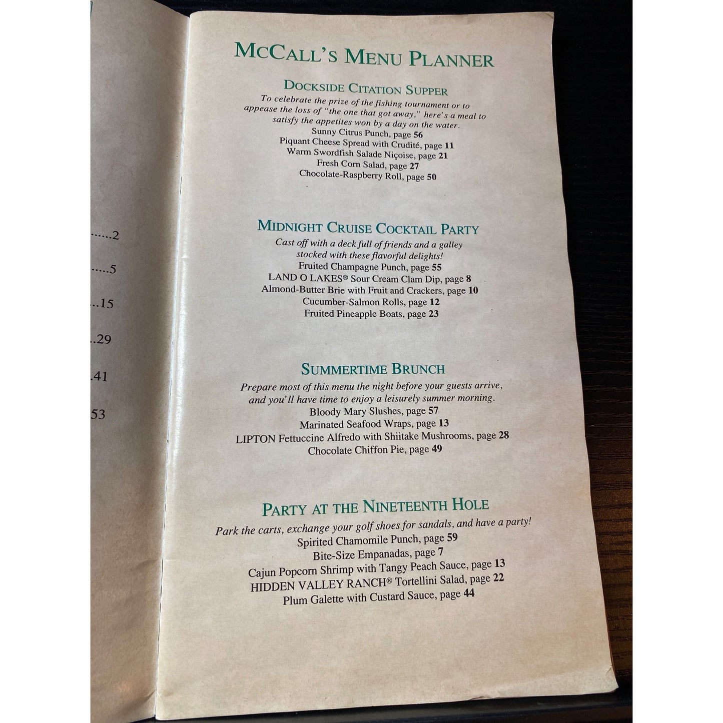 McCalls 1991 Summer Entertaining & Outdoor Cooking Cookbook Booklet