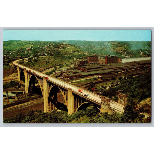 Pittsburgh PA Pennsylvania Westinghouse Bridge Longest Concrete Span Postcard