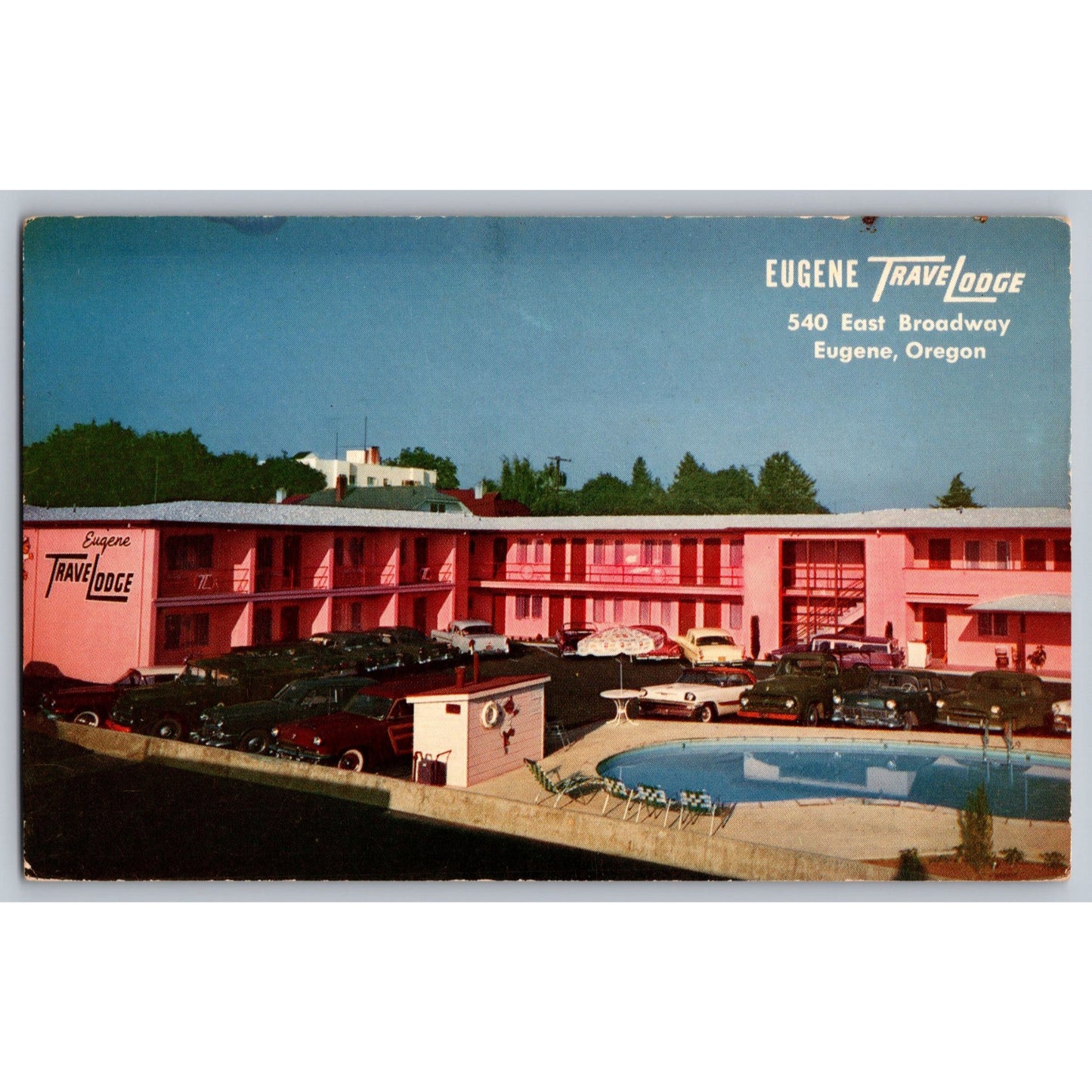 Eugene OR Oregon Travelodge Hotel Chrome Postcard Unused