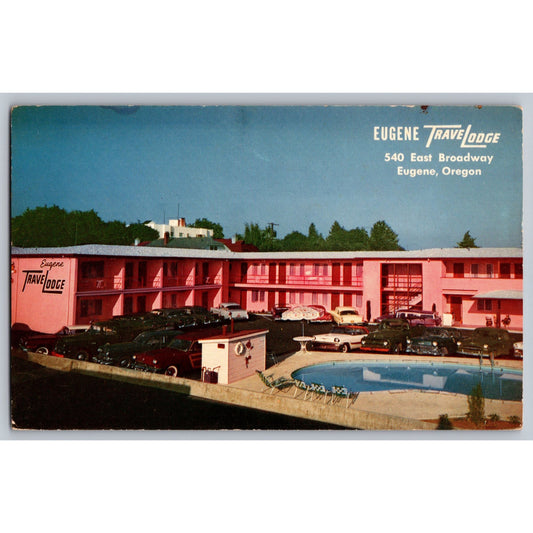 Eugene OR Oregon Travelodge Hotel Chrome Postcard Unused